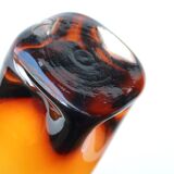 Amber glass vase, plucked base, 70s