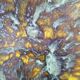 Set of 4 flamed enamel plates in green and amber from the 60s-70s.