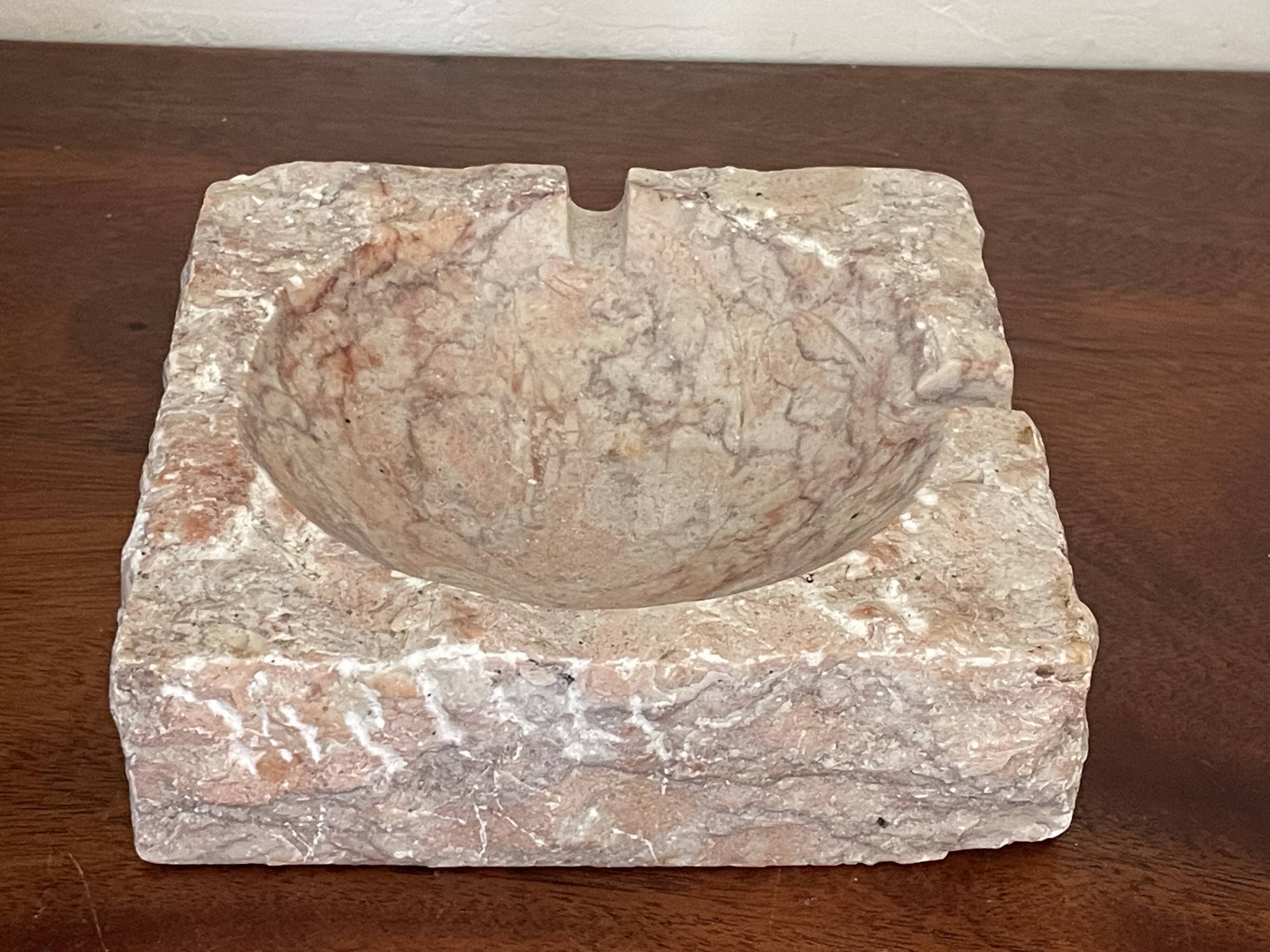 Vintage pinkish beige marble ashtray