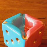 Dice-shaped ashtray in Vallauris ceramic from the 50s