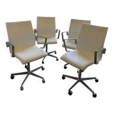 Oxford armchair Arne Jacobsen Fritz Hansen white leather swivel