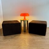 Paire de poufs cubiques en velours
