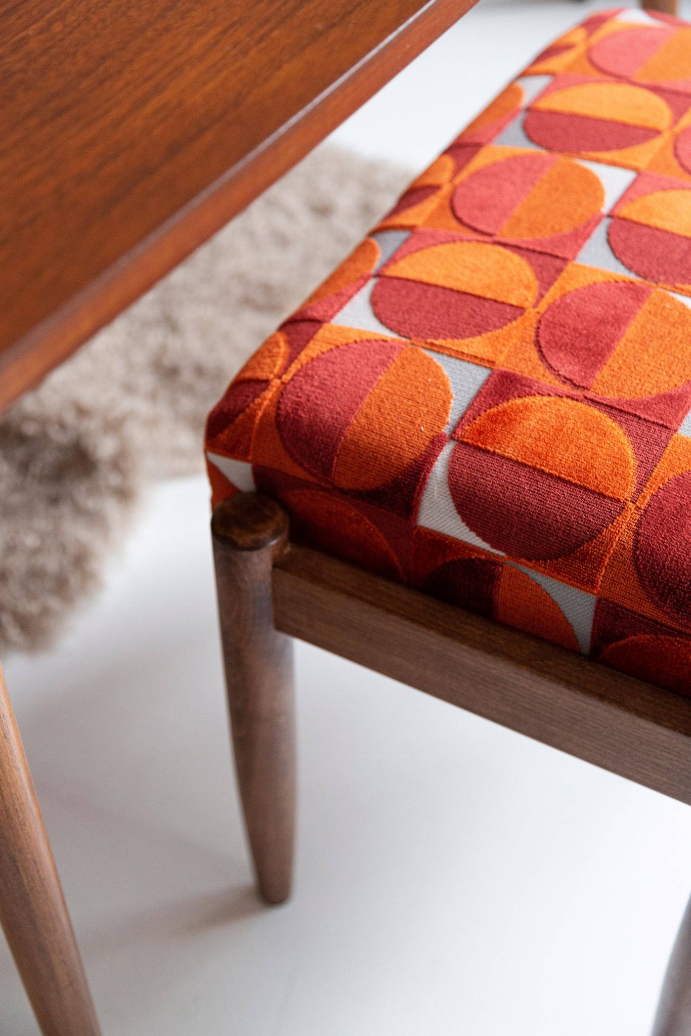 Vintage red and orange mid-century stool, Edmund Homa, 1960s