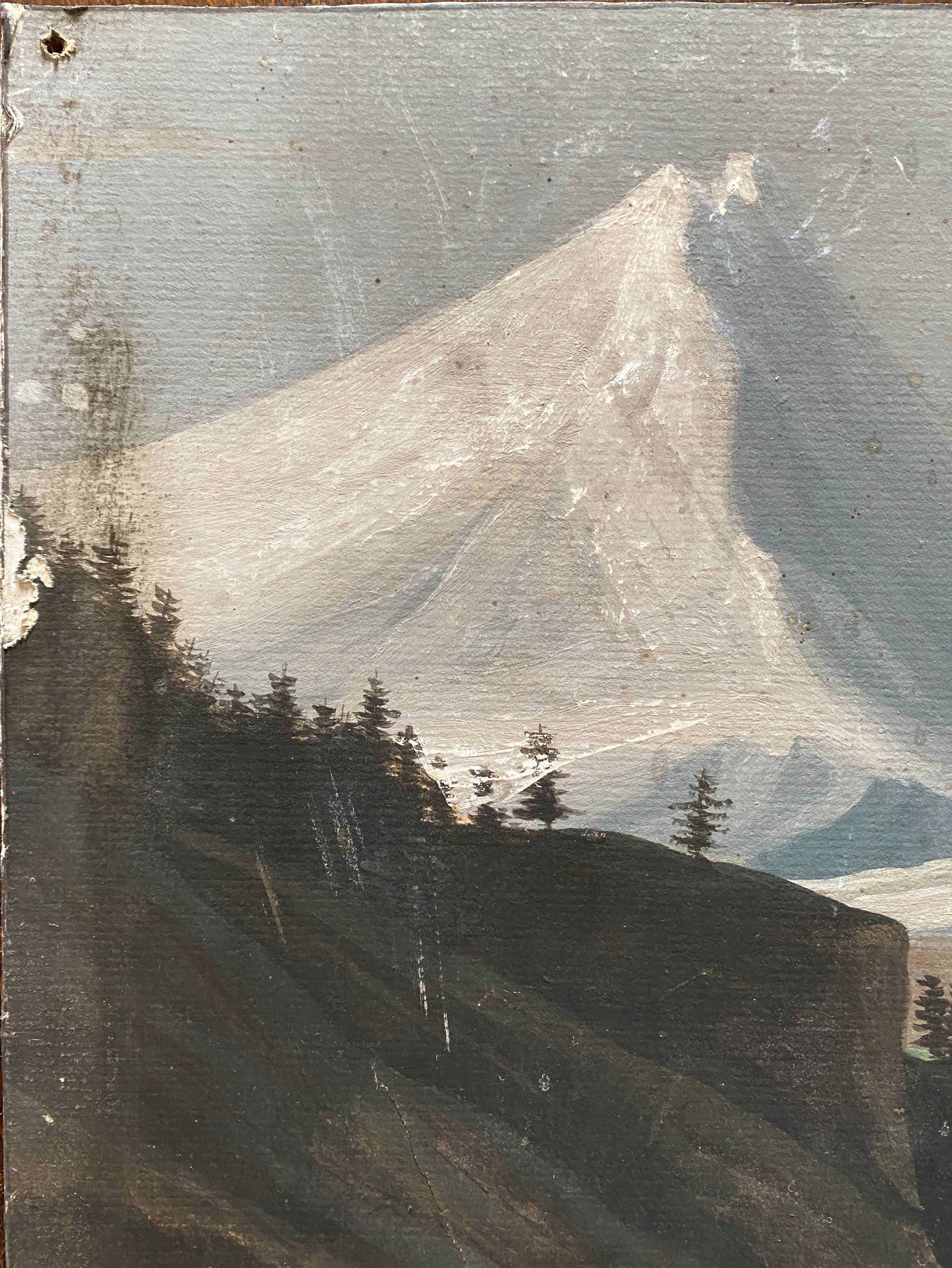 Old Gouache Painting (18th/19th century) View of the Galcier Alps (Vorderaar?) Switzerland