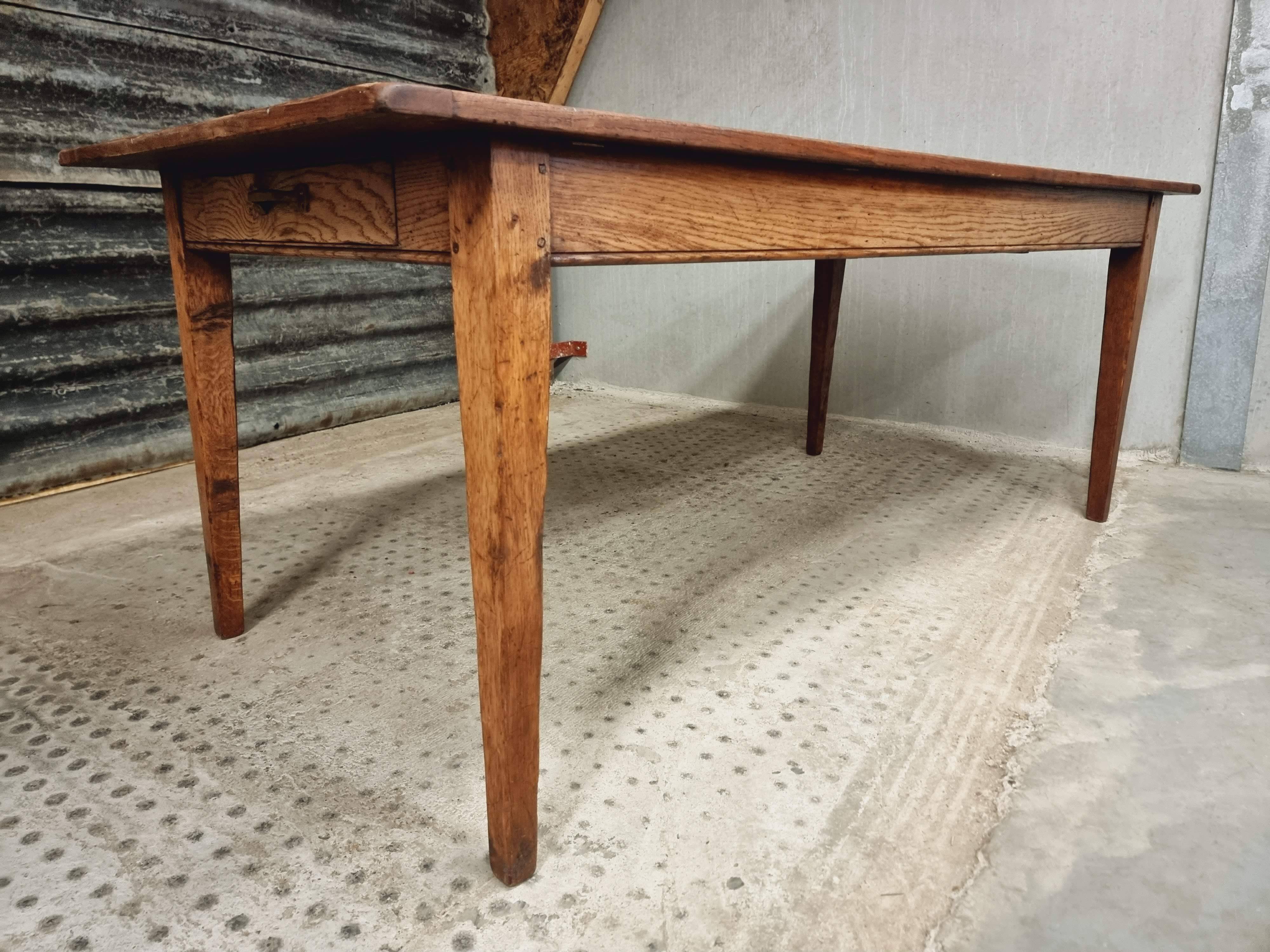 Antique dining table, rural oak table 90 x 200 cm
