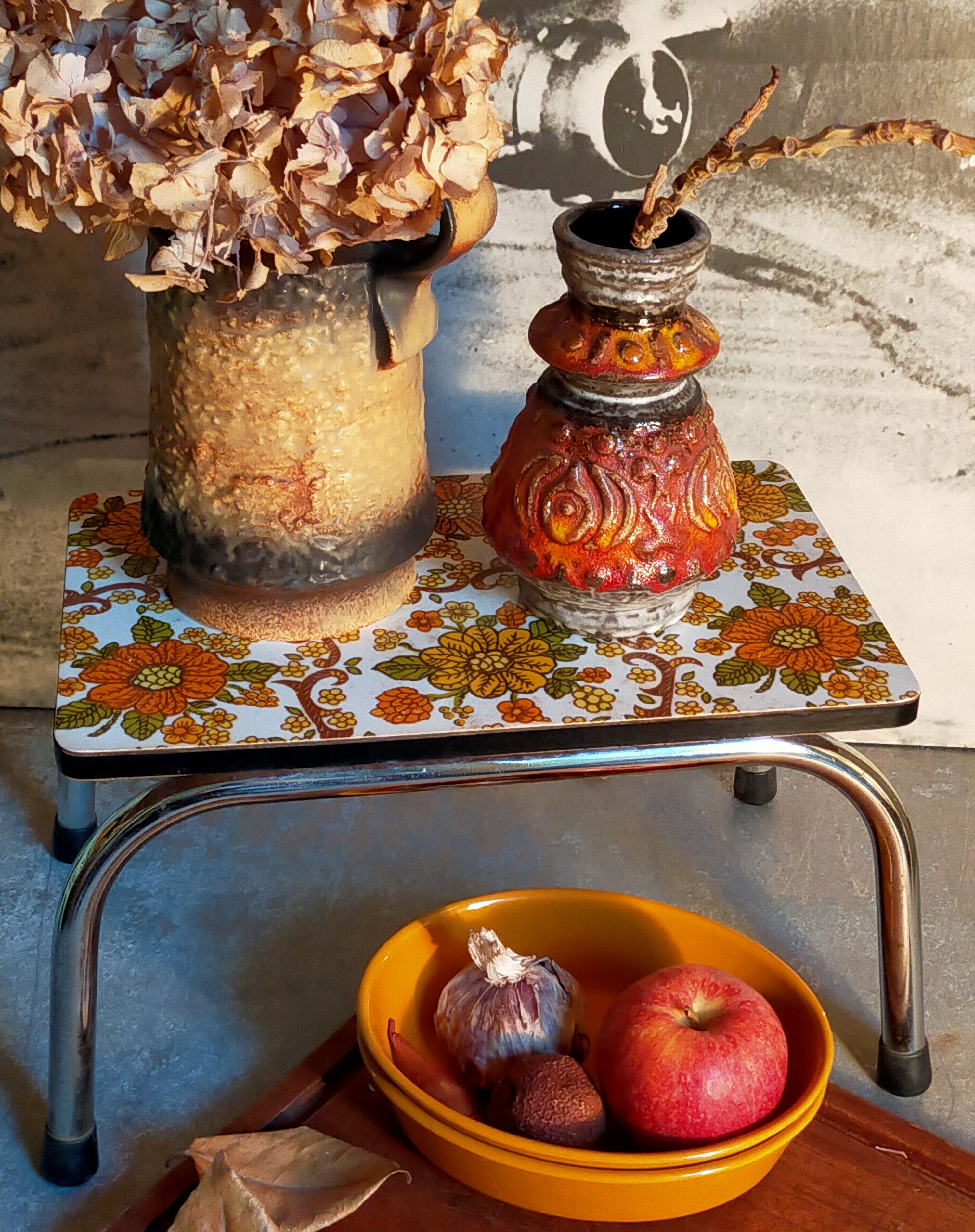 Vintage floral formica footrest stool