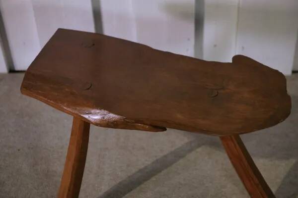 Brutalist oak stool, 1960s