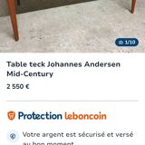 Table teck Johannes Andersen Mid-Century