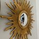 Sun mirror witch's eye vintage gilded wood 60s-70s