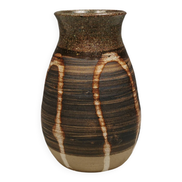 Petit vase en céramique avec un émail "coulant". Danemark, années 1980.