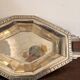 Plateau Flat Basket Bread Fruit Vegetable Art Deco Silver Metal