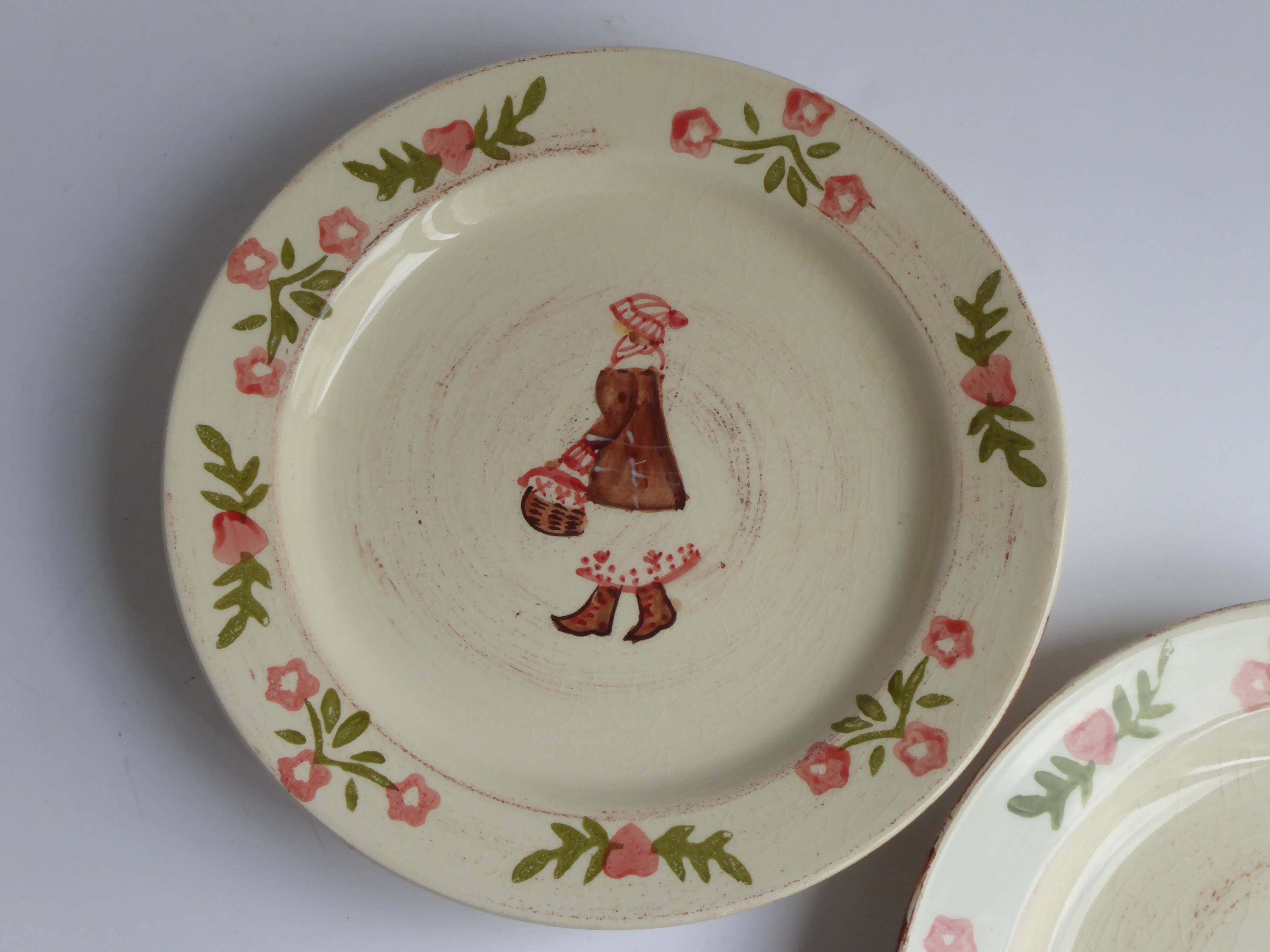 4 plates in old earthenware