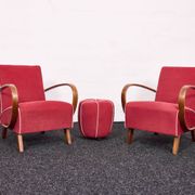 Fauteuils et tabourets Art Déco Jindřich Halabala H-530 années 1940, Up Závody