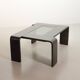 Rectangle Black Lacquered Plywood Coffee Table with Smoked Glass Panel 70s