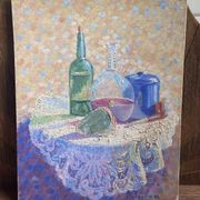 Old still life painting – small oil on mounted cardboard – 1970s/80s