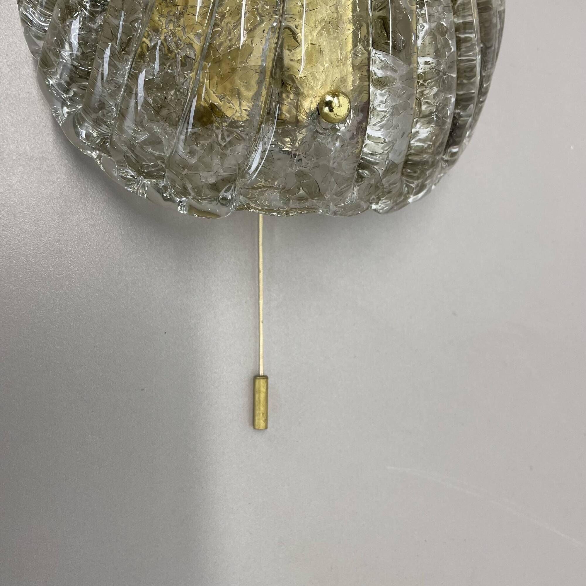 Vintage Murano gold Ice Glass Metal Wall Light by Kaiser Leuchten, Germany 1970s