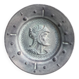Decorative plate of a Greco-Roman soldier, terracotta, vintage