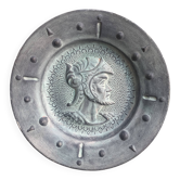 Assiette decorative soldat greco romain, terre cuite, vintage