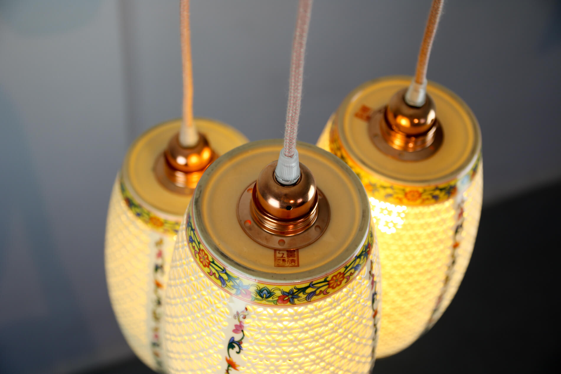 Ceramic pendant light 1980s, set of 3