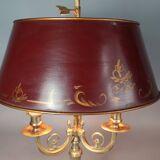 Old bronze & sheet metal bouillote lamp with 3 lights, electrified Good condition S192