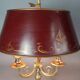 Old bronze & sheet metal bouillote lamp with 3 lights, electrified Good condition S192