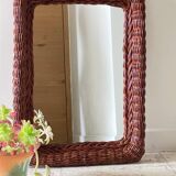 Vintage rattan wall mirror