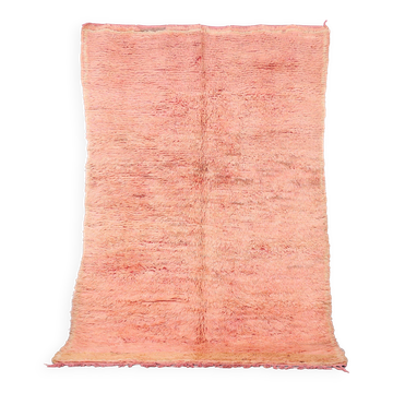 Tapis marocain vintage couleur pêche 162 x 249 cm - Tapis berbère fait main - Tapis en laine
