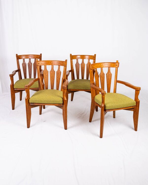Série de 6 chaises Guillerme et Chambron pour Votre Maison, France, 1950s