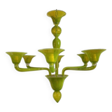 Contemporary Translucent Apple-Green Murano Style Glass Chandelier