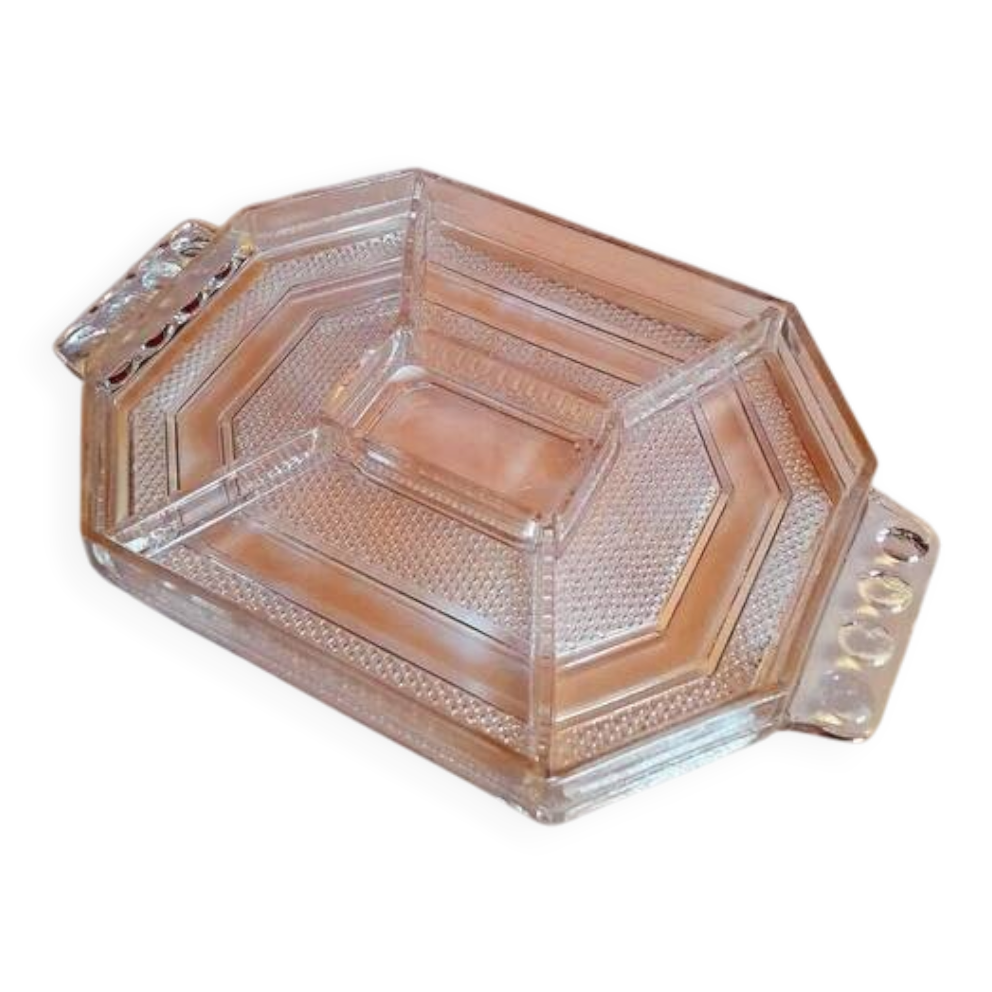 Plateau apéritifs art déco en verre