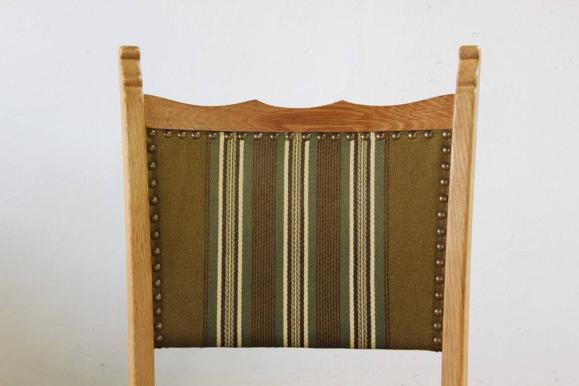 Vintage 1960s, brutalist Danish modern oak dining chairs by Henning Kjærnulf