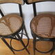 2 tabourets de bar cannée cannage bois courbé
