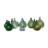Lot of 13 Dame Jeanne, Bottles, Old Glass Flasks