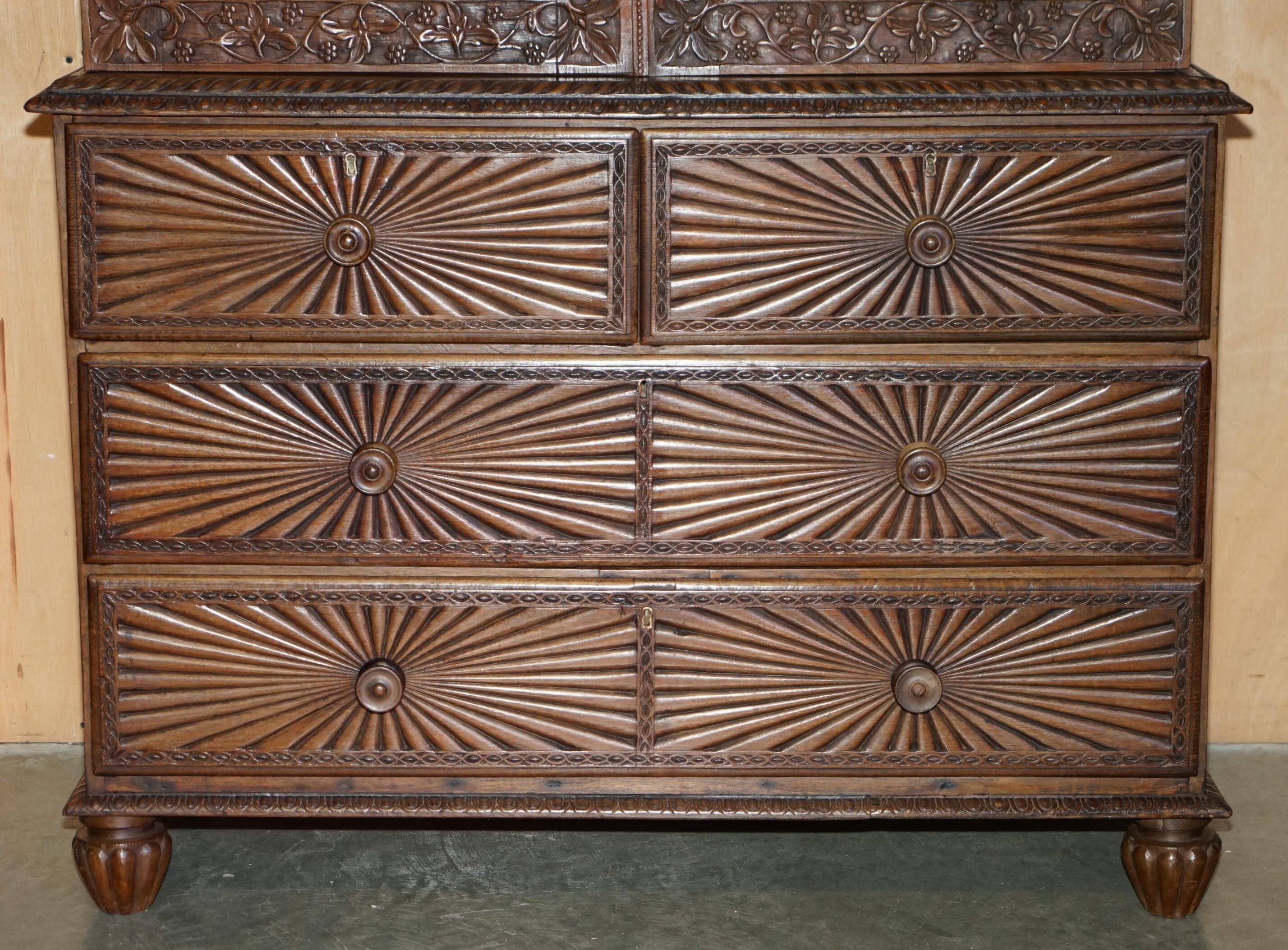 19th-century Anglo-Indian colonial hardwood library on a chest of drawers.