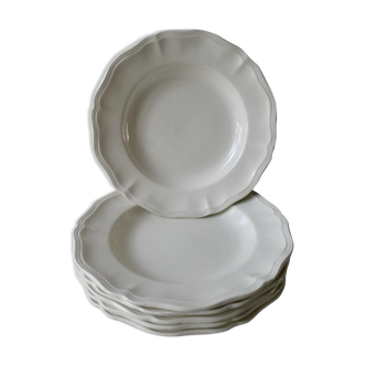 Set de 6 assiettes creuses Digoin Sarreguemines, couleur ivoire