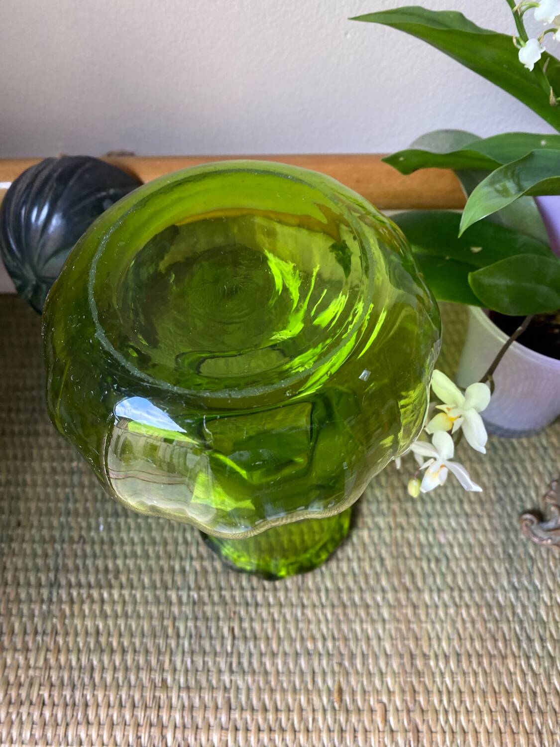Green glass vase