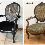 Old armchairs completely restored in a traditional way