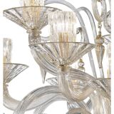 Grand Imperial “Rigadin” Murano Glass Chandelier in Transparent and Gold