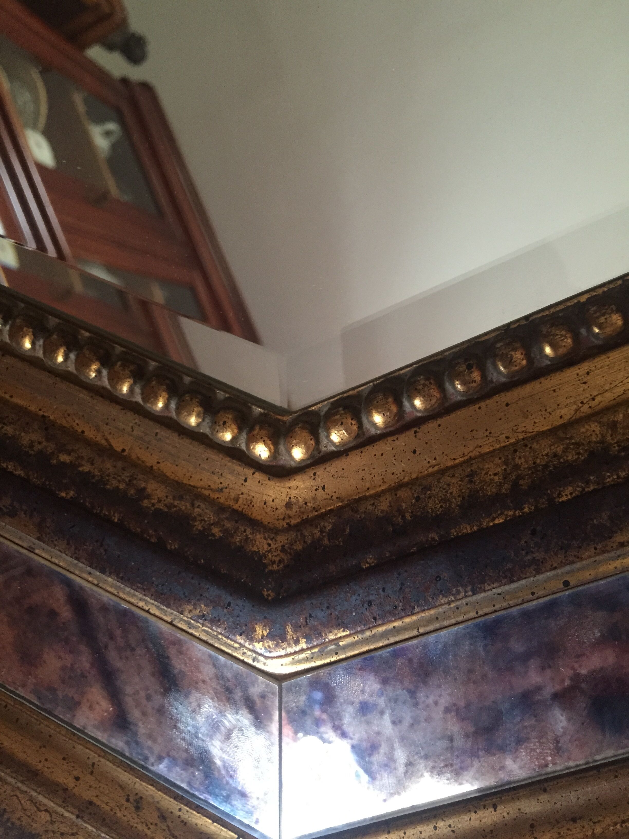 Beveled mirror frame gilded wooden 80 x 67cm.