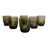 Set of 6 smoked glass water glasses