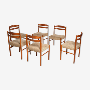 Lot de 6 chaises de salle à manger en teck rembourrées