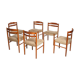 Lot of 6 padded teak dining chairs