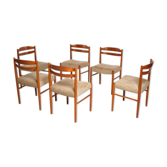 Lot of 6 padded teak dining chairs