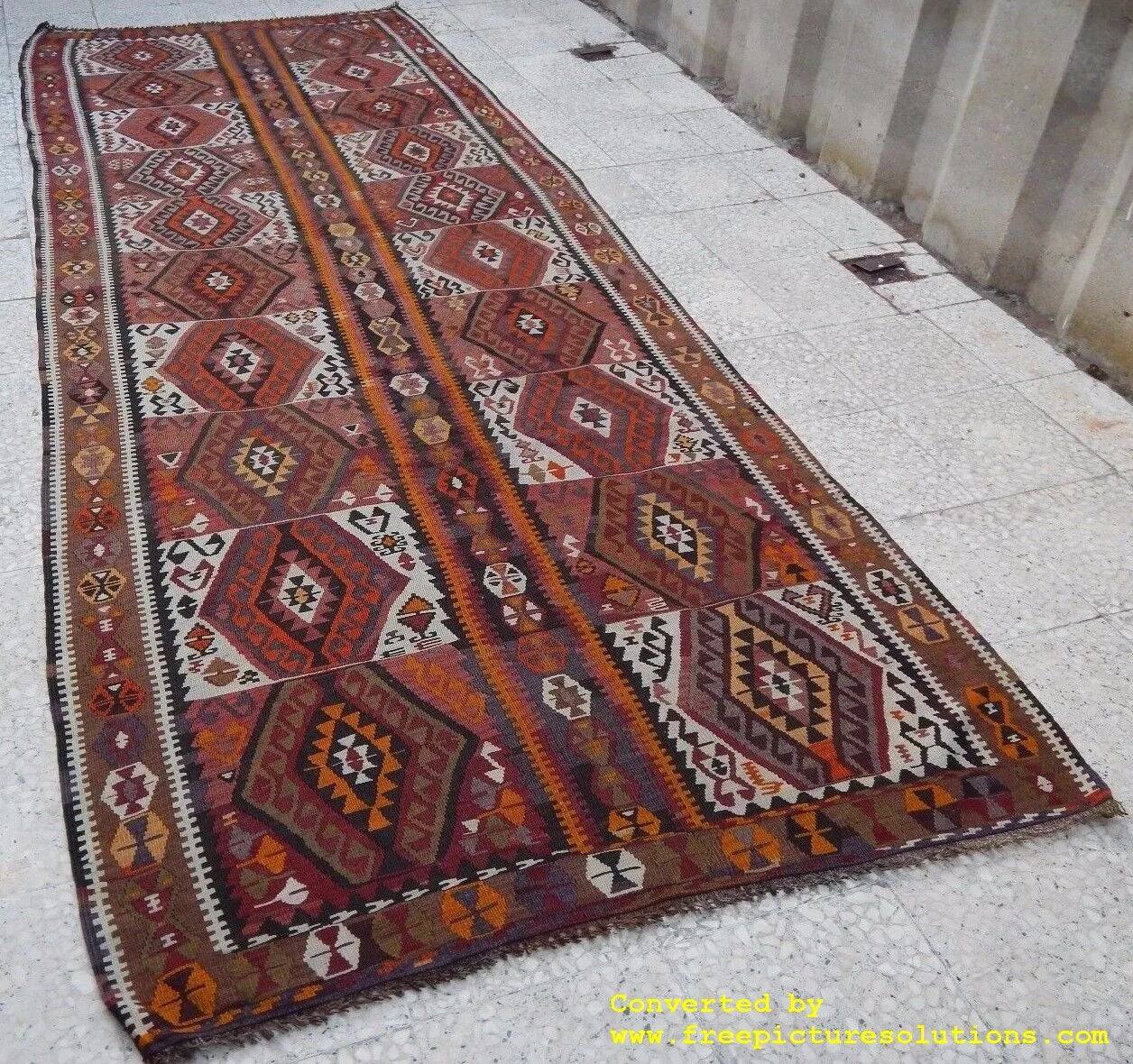 Vintage Turkish hallway rug 135x359 cm