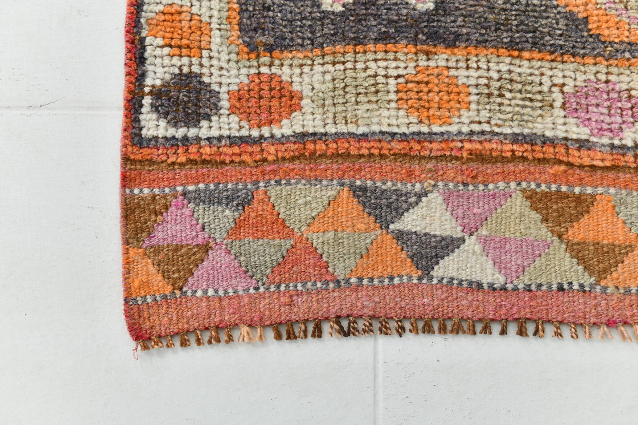 3x11 Turkish Navy Blue & Orange Vintage Runner Rug, 101x339Cm
