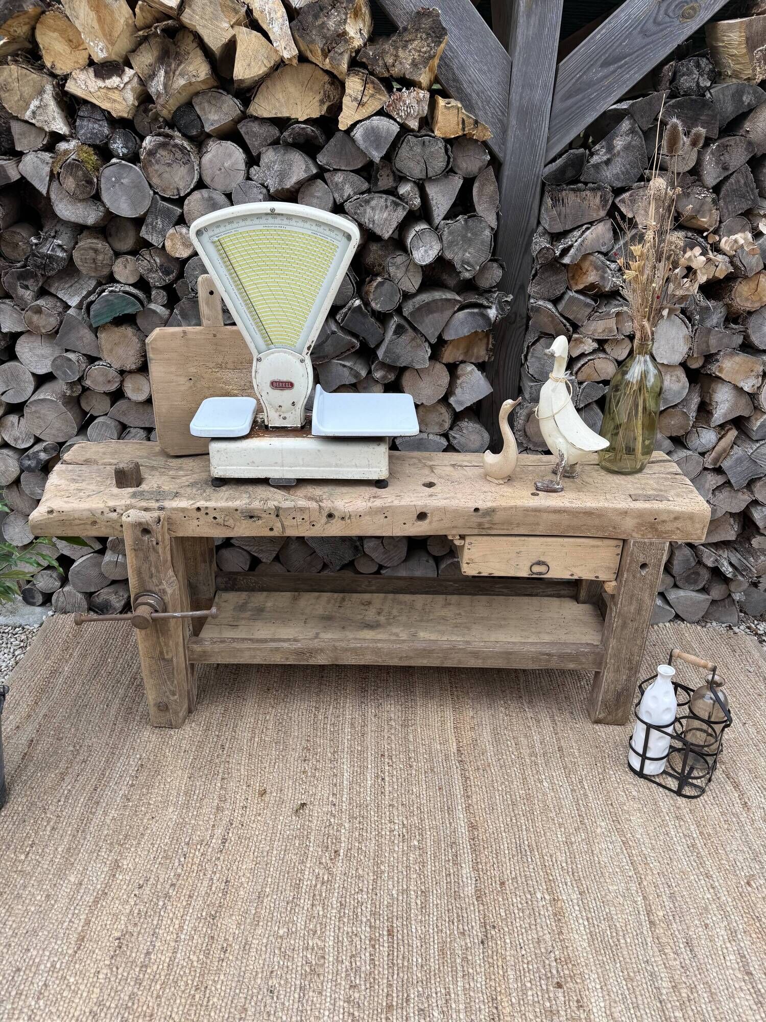Renovated carpenter's workbench 170cm