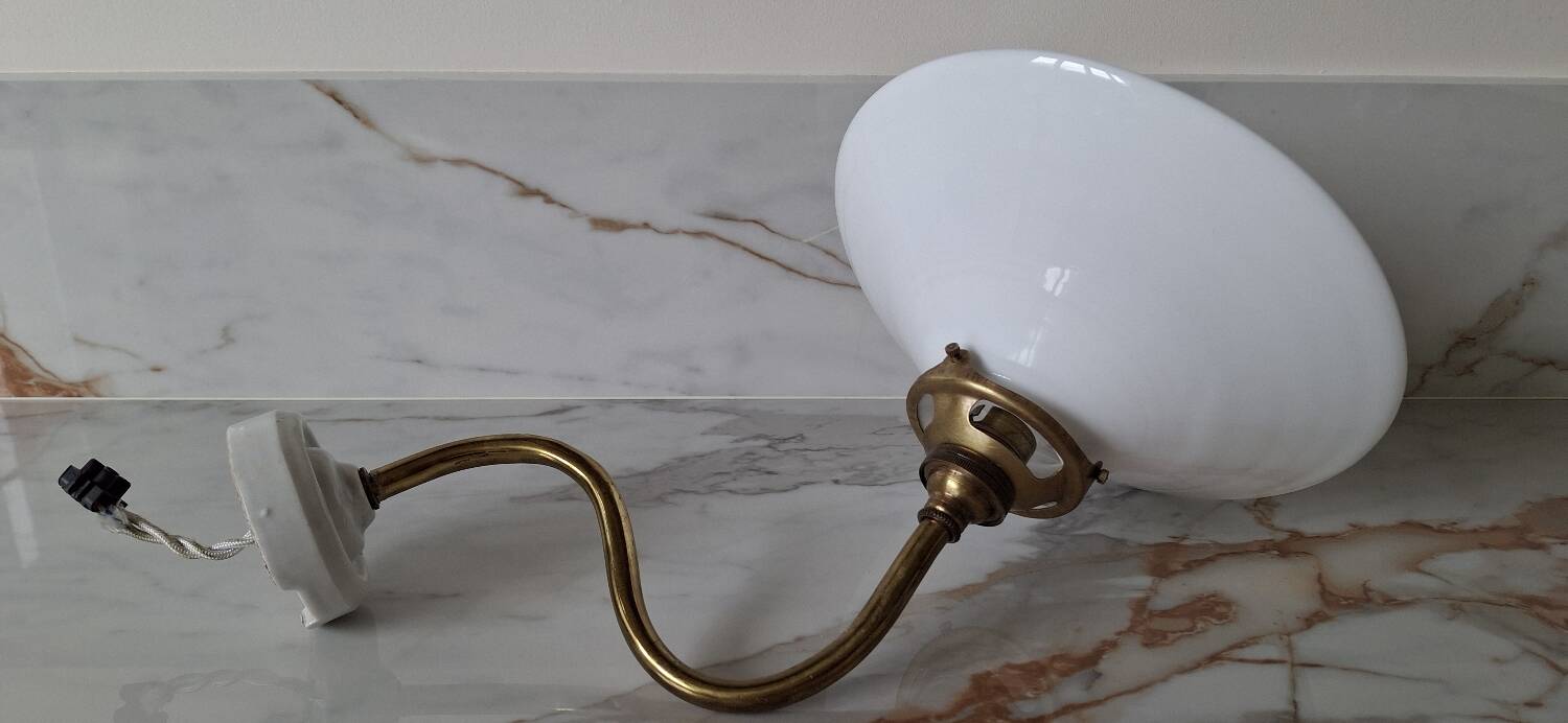 Brass and opaline wall light