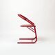 Set of 4 postmodern dining chairs in red lacquered metal and leatherette, italy, 1980s