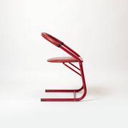 Set of 4 postmodern dining chairs in red lacquered metal and leatherette, italy, 1980s