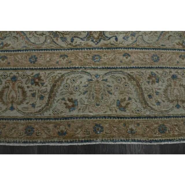 1970s Vintage Persian Handmade Wool Cotton Beige Area Rug 284x374